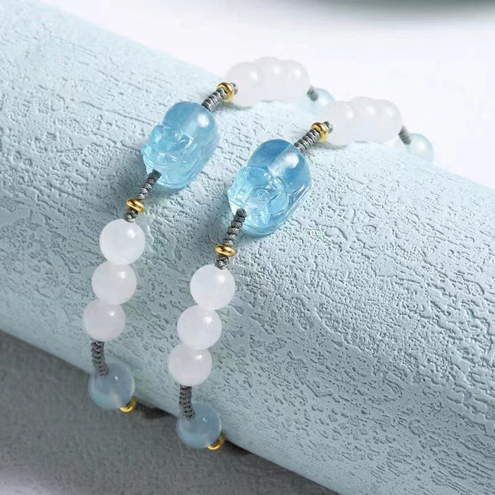 Bracelet de guérison en jade blanc naturel PiXiu Hetian Buddha Stones