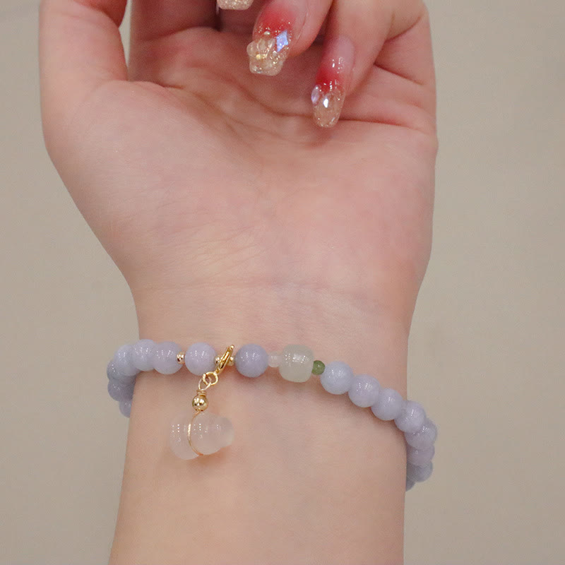 Bracelet à breloques en forme de lapin, de courge et de chat en Buddha Stones -marine naturelle, calcédoine, sérénité - image 6