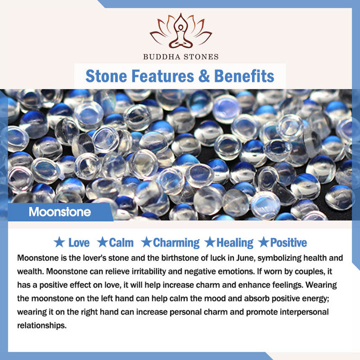 Bracelet Lotus Love en pierre de lune naturelle de Buddha Stones