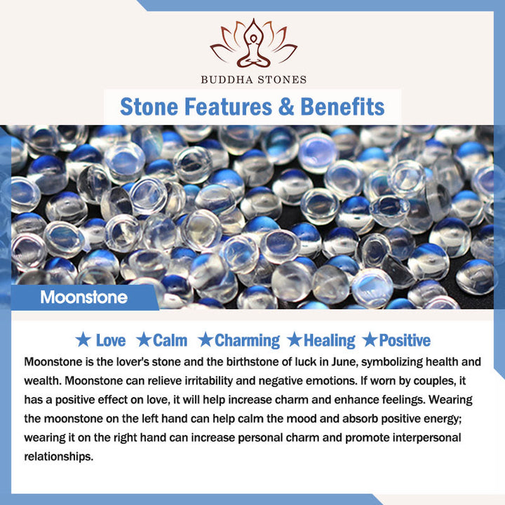Buddha Stones ajustable en argent sterling 925 avec pierres de lune naturelles faites à la main