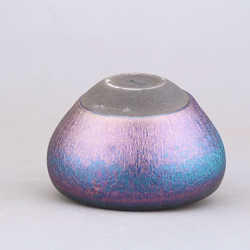 Tasse à thé chinoise en céramique Jianzhan avec Buddha Stones faites à la main, motif arc-en-ciel Aurora