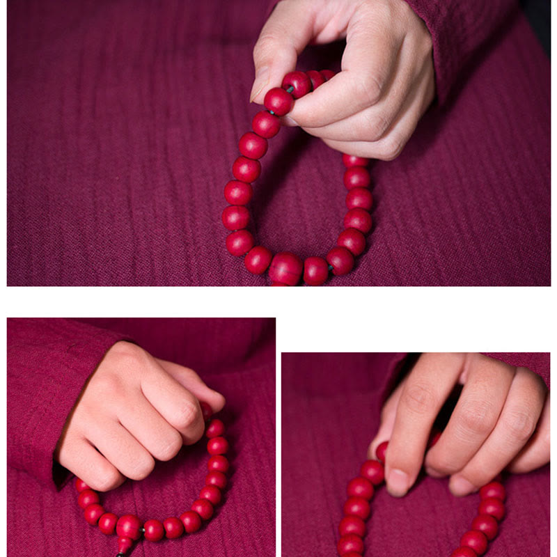Bracelet Mala en bois d'Abelia Biflora de Buddha Stones pour éloigner les mauvais esprits