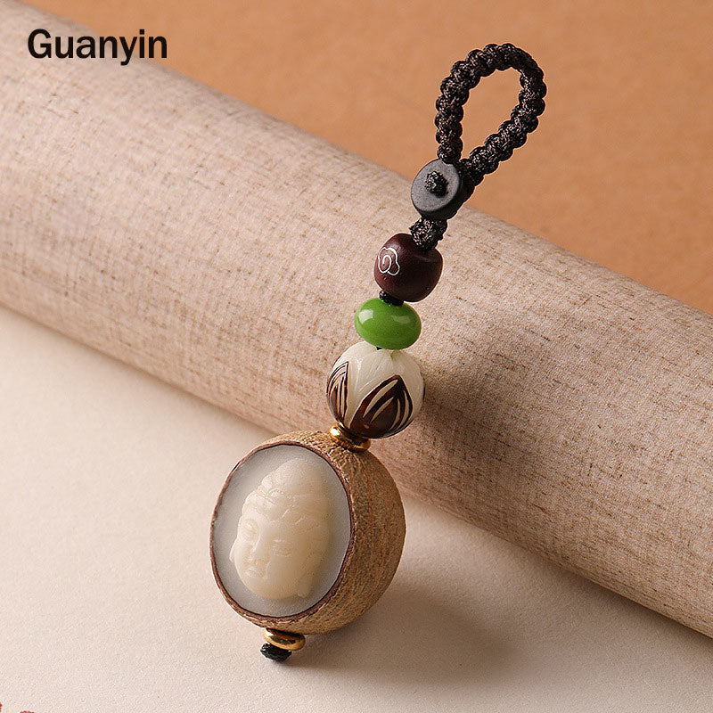 Porte-clés décoratif Buddha Stones et graines de Bodhi - Guanyin - image 1