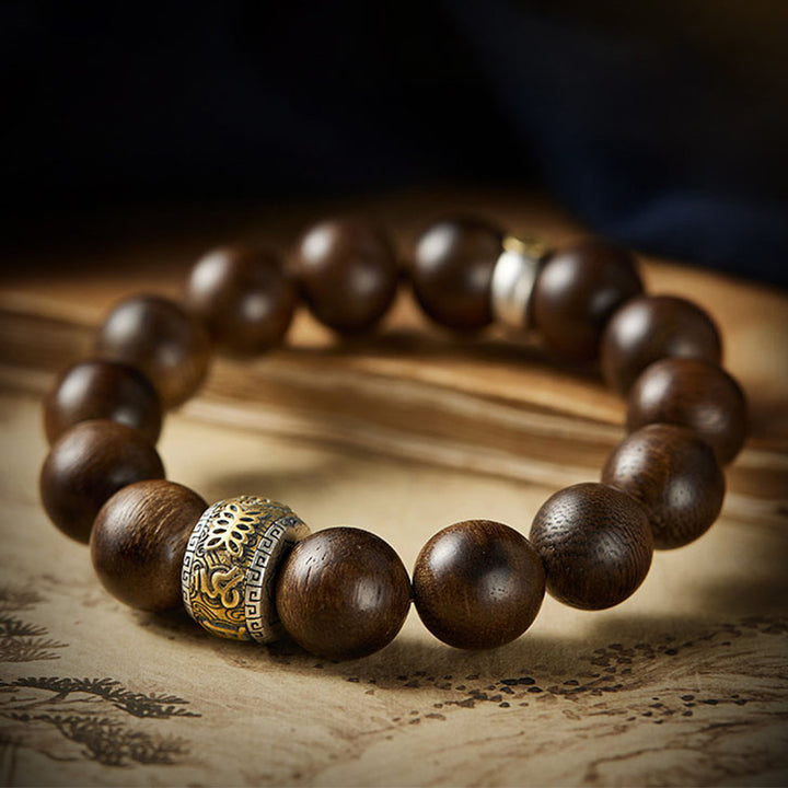 Bracelet en argent sterling 925 Buddha Stones et zodiaque chinois, Bouddha du Kalimantan, bois d'agar, Om Mani Padme Hum