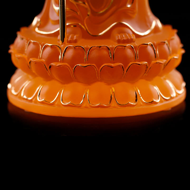 Buddha Stones faites à la main Ksitigarbha Bodhisattva Figurine Liuli Cristal Pièce d'art Statue de sérénité Décoration de la maison