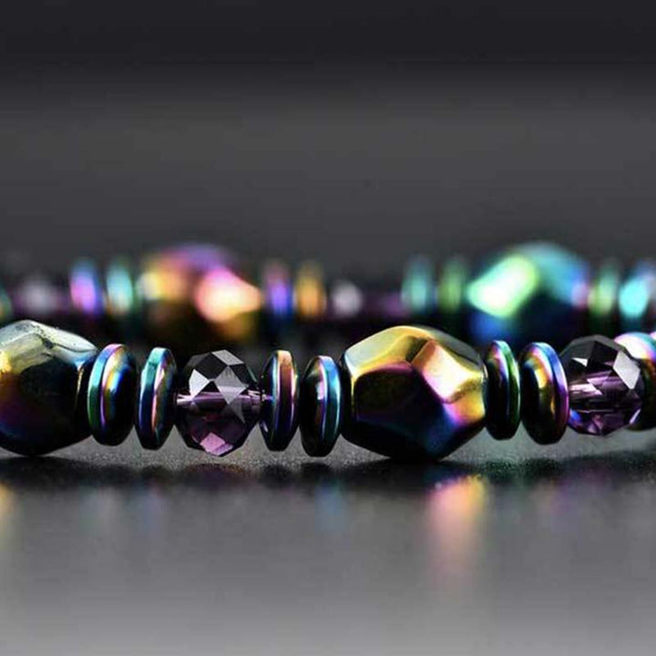 Bracelet de bien-être en hématite arc-en-ciel Buddha Stones