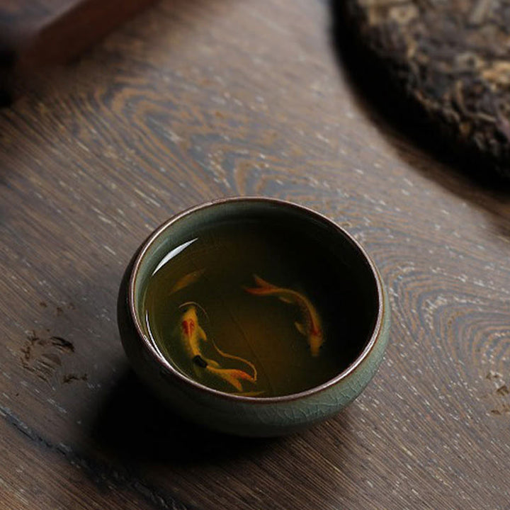 Buddha Stones Poisson Koi Coloré Tasse à Thé en Céramique Tasse à Thé Kung Fu Bol
