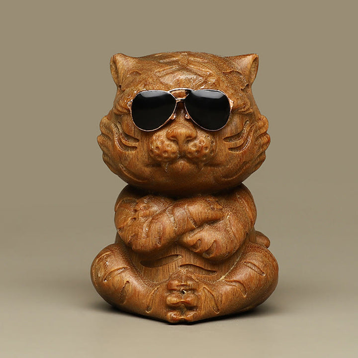 Buddha Stones Petites décorations de bureau positives gravées en bois de santal vert Tigre - Tigre en bois de santal vert - image 0