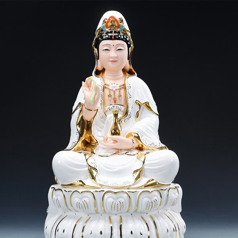 Statue en céramique du succès du Bodhisattva Avalokitesvara de Chenrezig, décoration de la maison - 26 x 15 cm - image 1