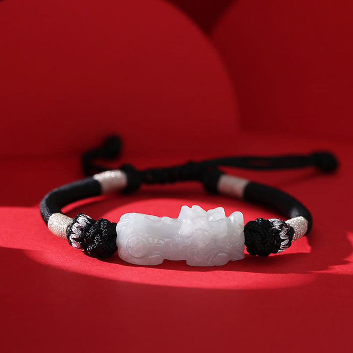 Bracelet tressé en jade naturel PiXiu fait à la main avec Buddha Stones