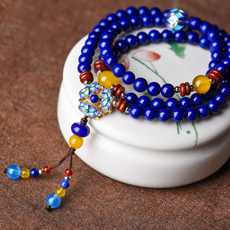 Bracelet Positif en Buddha Stones Lazurite Agate Jaune