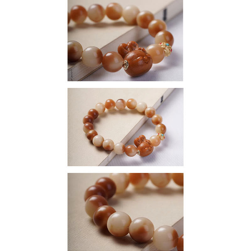 Bracelet de paix en forme de lapin avec de jolies graines de Bodhi naturelles et des Buddha Stones