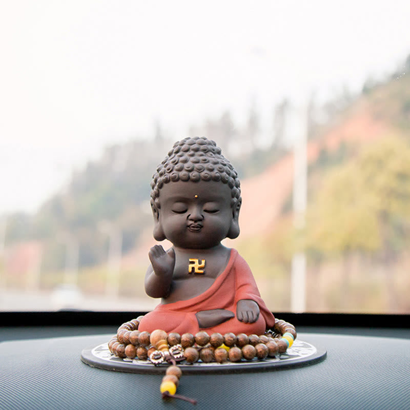 Buddha Stones Petit Bouddha Sérénité Argile violette Décoration de bureau à domicile