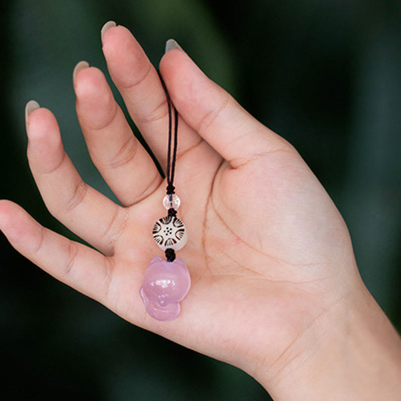 Décoration à suspendre pour téléphone en calcédoine naturelle Fox Harmony