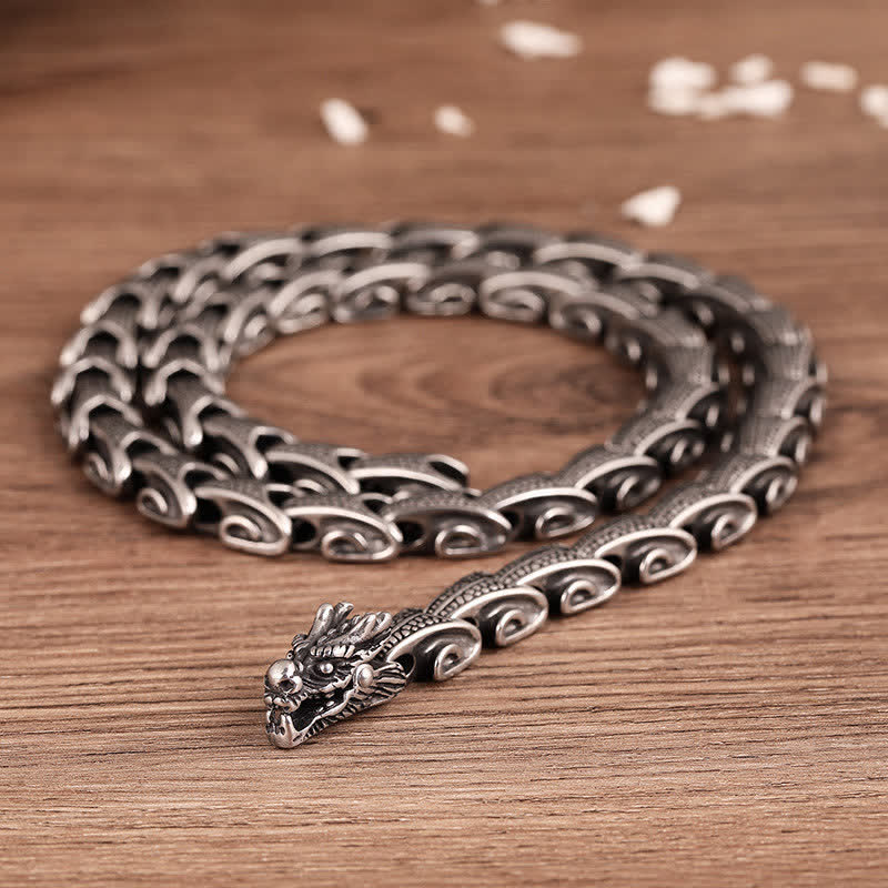 Collier pendentif de protection en acier titane avec motif de dragon et Buddha Stones - Tête de dragon - image 1