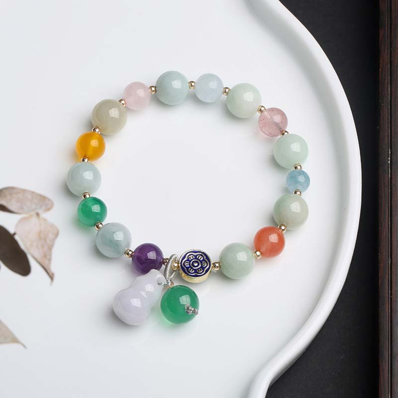 Bracelet porte-bonheur en gourde et jade