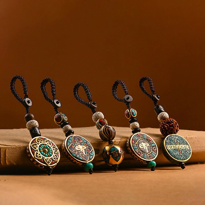 Buddha Stones tibétain Om Mani Padme Hum Bodhi graine paix porte-clés