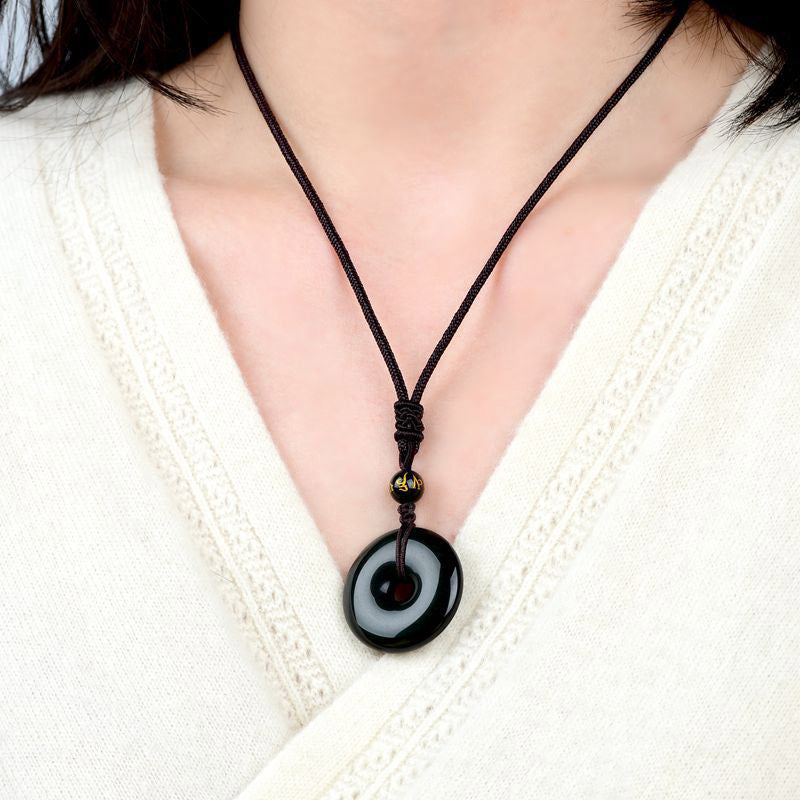 Collier de protection en obsidienne tibétaine Buddha Stones