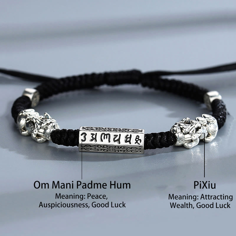 Bracelet en cuivre Feng Shui avec double PiXiu et Buddha Stones Om Mani Padme Hum - image 3
