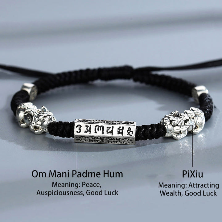 Bracelet en cuivre Feng Shui avec double PiXiu et Buddha Stones Om Mani Padme Hum - image 3