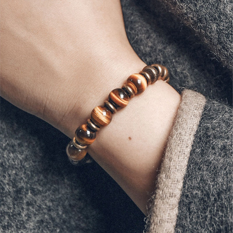 Bracelet de protection en cuivre avec pierre œil de tigre et Buddha Stones - image 6