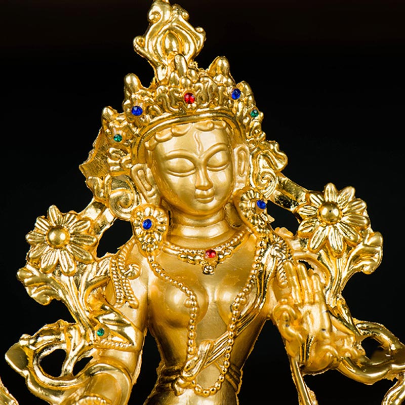 Statue de protection de l'espoir Bodhisattva Tara blanche plaquée or Décoration - image 5