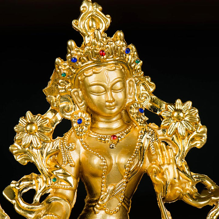 Statue de protection de l'espoir Bodhisattva Tara blanche plaquée or Décoration - image 5