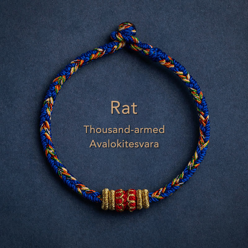 Bracelet en corde tressée fait main en Buddha Stones du zodiaque chinois du Tibet