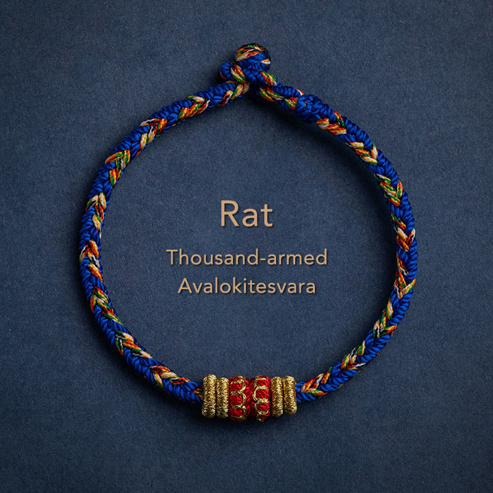 Bracelet en corde tressée fait main en Buddha Stones du zodiaque chinois du Tibet
