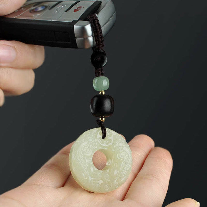 Porte-clés Buddha Stones PiXiu Jade Peace Buckle Abondance Richesse