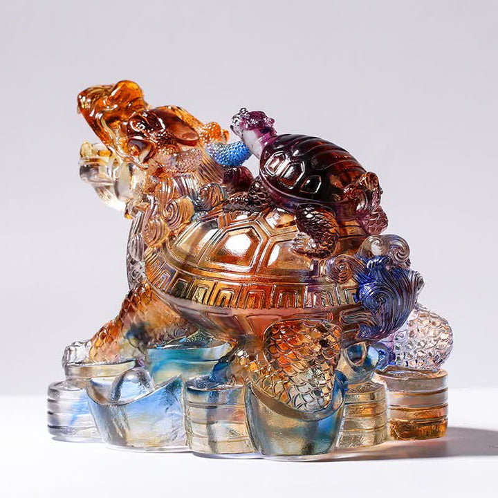 Tortues dragon Feng Shui, pièce d'art en cristal Liuli faite à la main, protection, décoration de maison et de bureau - image 2
