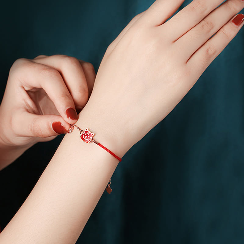 Bracelet chaîne en fil rouge Buddha Stones en argent sterling 925 changeant de couleur, signe du zodiaque chinois, protection de la chance