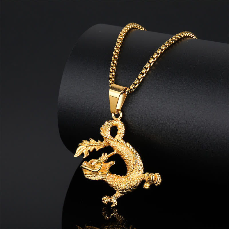 Collier pendentif porte-bonheur à motif de dragon dansant Buddha Stones - image 2