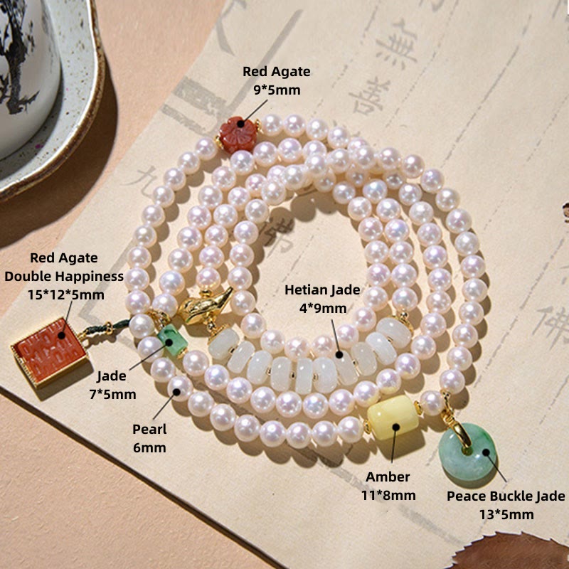 Bracelet en argent sterling 925 avec Buddha Stones Hetian et agate rouge, double bonheur, ambre, chance, quadruple tour