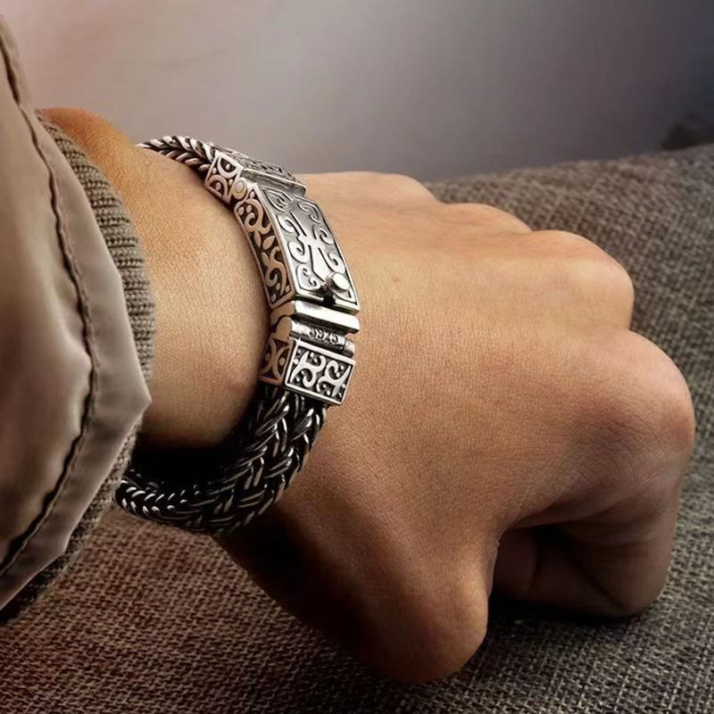 Bracelet de guérison tressé à motif totem de vigne rétro Buddha Stones