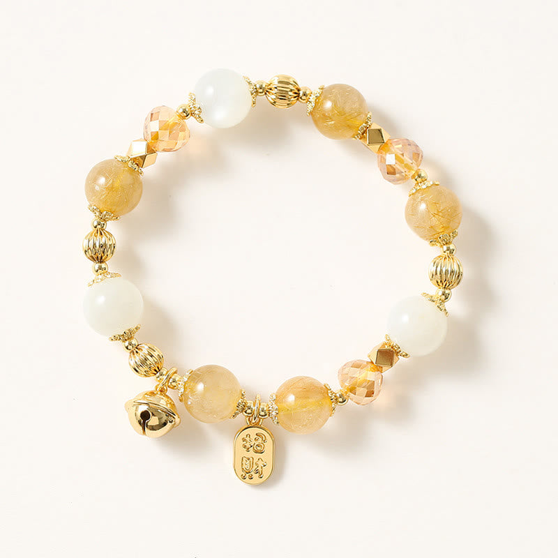 Bracelet porte-bonheur en quartz rutile doré plaqué or 14 carats de Buddha Stones