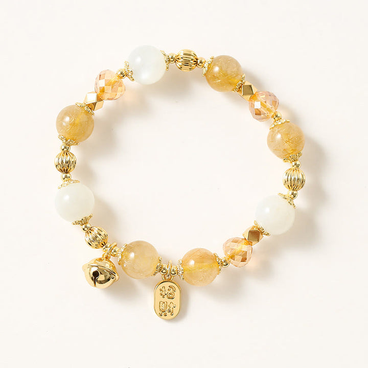 Bracelet porte-bonheur en quartz rutile doré plaqué or 14 carats de Buddha Stones