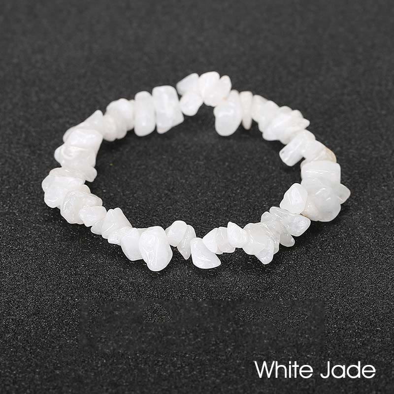 Bracelet apaisant et chaleureux en pierre de cristal de forme irrégulière naturelle - Jade blanc (Tour de poignet : 15-16 cm) - image 75