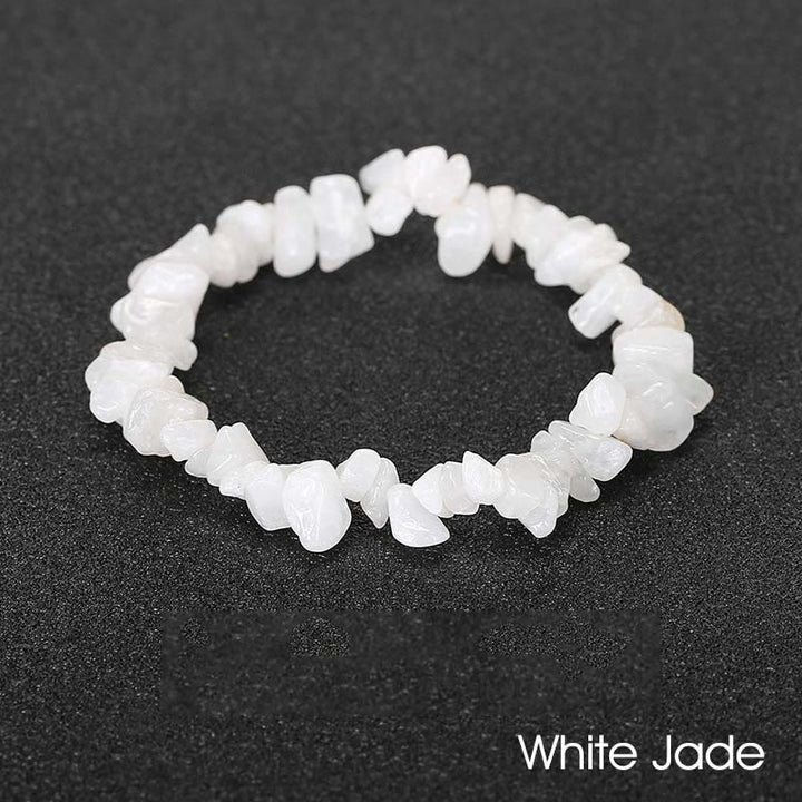 Bracelet apaisant et chaleureux en pierre de cristal de forme irrégulière naturelle - Jade blanc (Tour de poignet : 15-16 cm) - image 75