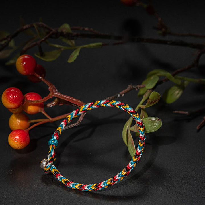 Bracelet tressé de protection en fil de cinq couleurs fait main avec Buddha Stones au Tibet - image 5