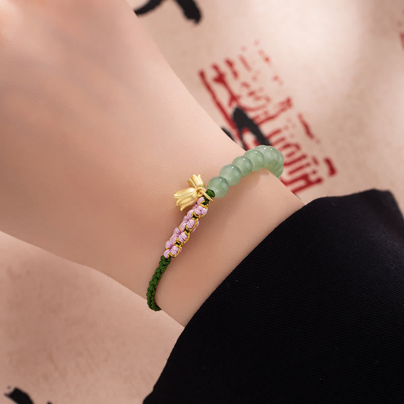Bracelet tressé porte-bonheur en perles de jade faites à la main avec breloque Buddha Stones