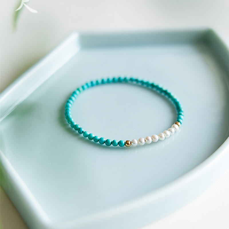 Bracelet en perles de turquoise naturelles en argent sterling 925 de Buddha Stones