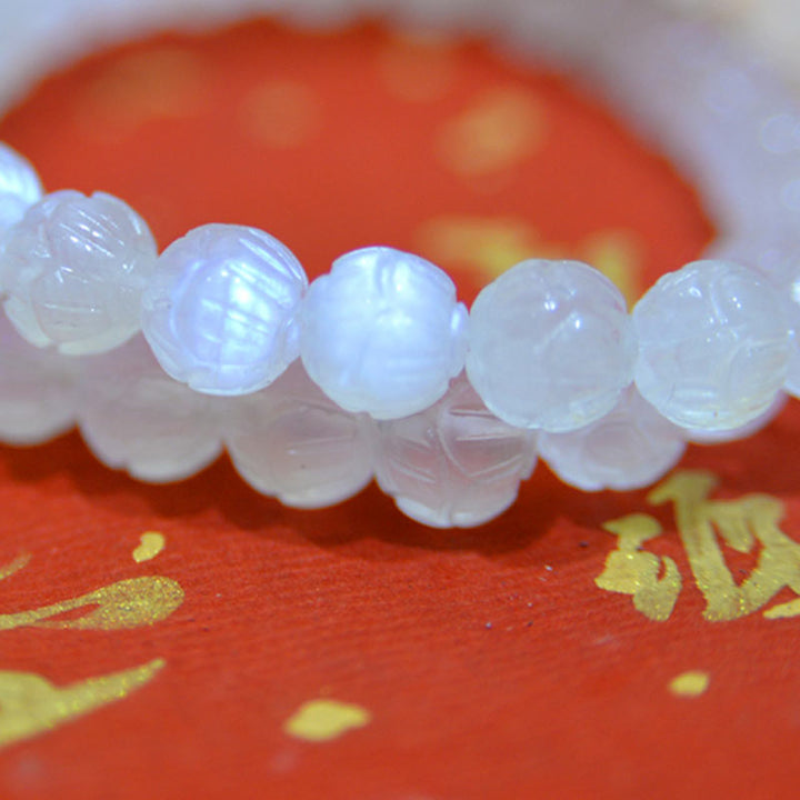 Bracelet Lotus Love en pierre de lune naturelle de Buddha Stones