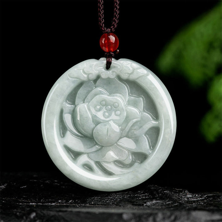 Buddha Stones en jade naturel sculpté en forme de fleur de lotus et de prospérité - Jade (Prospérité ♥ Abondance) - image 1