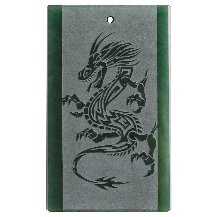Collier pendentif gravé avec dragon en jade cyan Hetian Buddha Stones - image 10