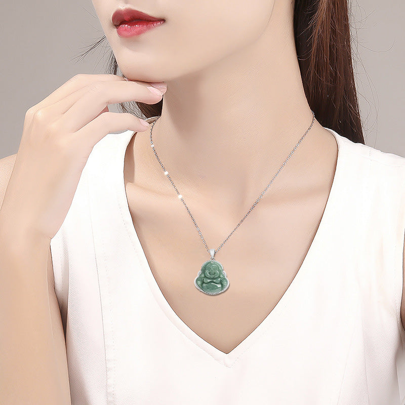 Buddha Stones en argent sterling 925 et jade Bouddha rieur - image 3