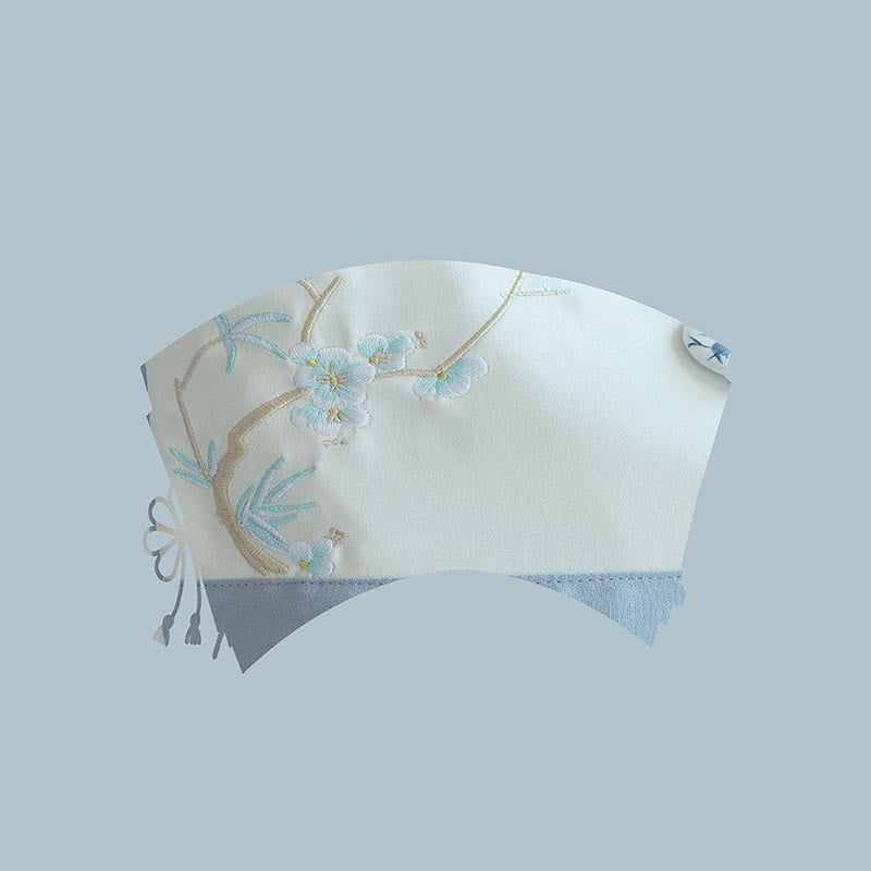 Sac à bandoulière en toile brodée de bambou avec fleur de poire, prunier, fleur de pêcher, grande capacité, sac fourre-tout