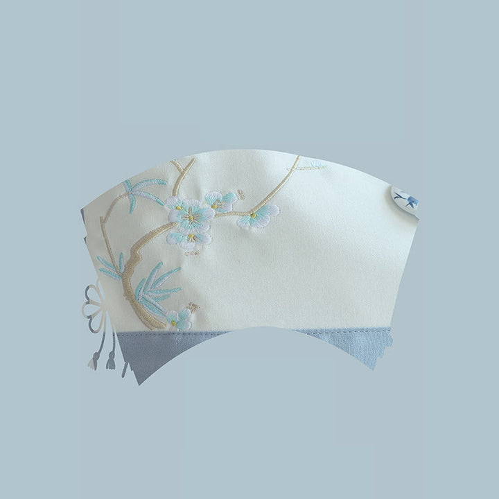 Sac à bandoulière en toile brodée de bambou avec fleur de poire, prunier, fleur de pêcher, grande capacité, sac fourre-tout