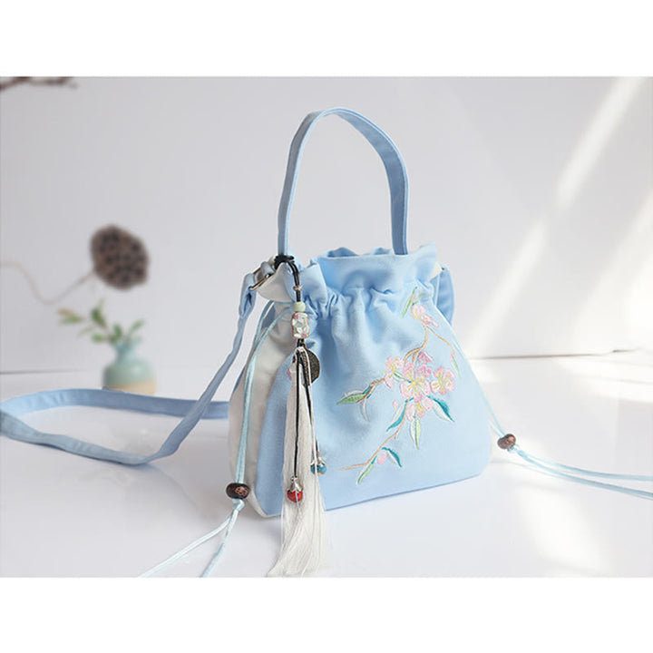 Sac à main en toile brodé à la main avec Buddha Stones et fleurs