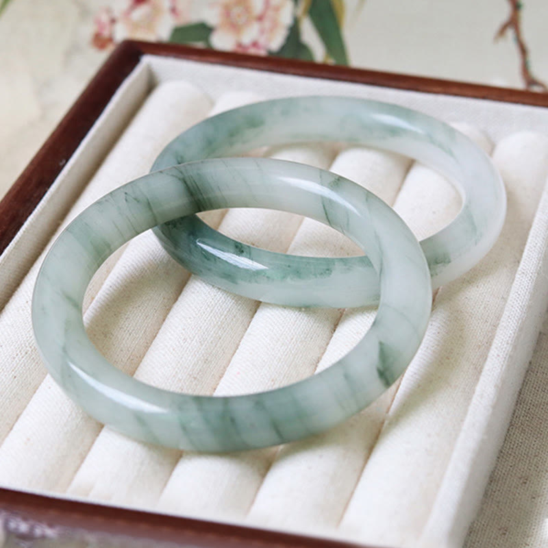 Bracelet jonc en jade naturel Buddha Stones pour la chance et la prospérité